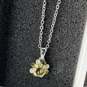 Lia Sophia Silver Necklace with Yellow Floral Pendant